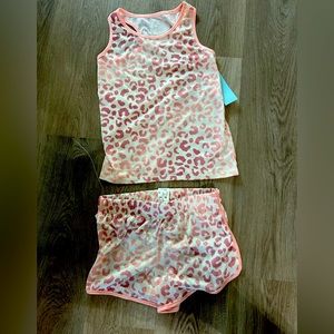 Two piece pink leopard print outfit